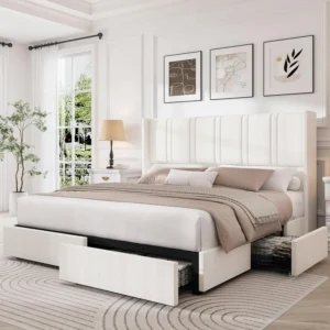 King Size Bed Frame with 4 Storage Drawers